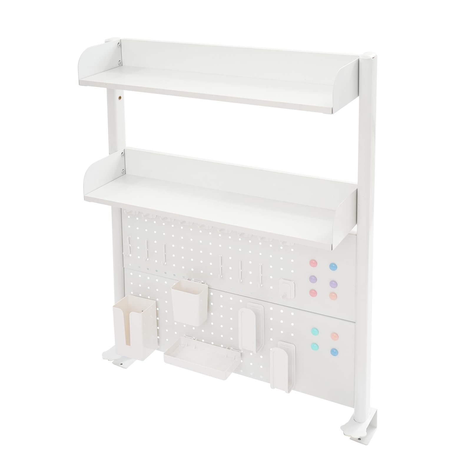 Libreria piccola da scrivania con morsetto, scaffale da scrivania con morsetto, scaffale a tre ripiani per ufficio e accessori per computer, bianco, 70 × 53 cm