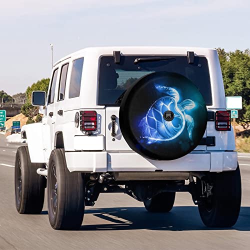 Image of Blue Sea Turtle Pattern Spare Tire Cover with Backup Camera Hole Wheel Tire Cover Fit Trailer, RV, SUV and Many Vehicle 17inch, 17'' with Backup Camera Hole