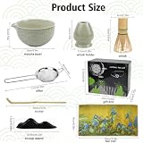 lompyeu Zestaw do herbaty matcha, 7 sztuk, z sitkiem filtrującym matcha, miotłą do matchy, miseczką do matchy, łyżką matchą, podkładką na ręcznik do herbaty, zestaw upominkowy do tradycyjnego