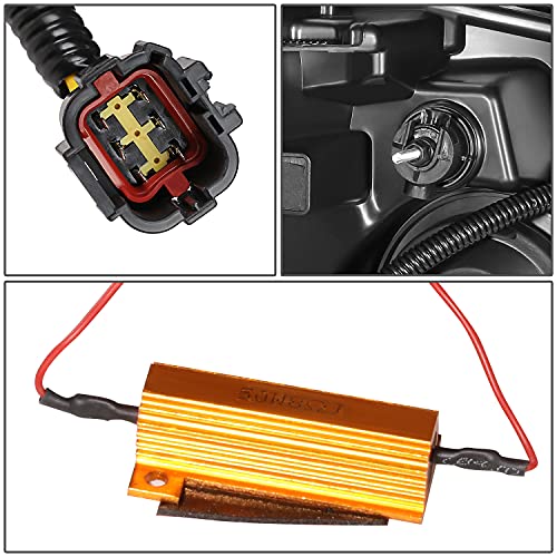 DNA MOTORING HL-HPL-NARN04-CH-AM Chrome Housing Headlights 3D LED Light Bar Amber Turn Signal Compatible with 04-15 Nissan Titan 05-07 Armada