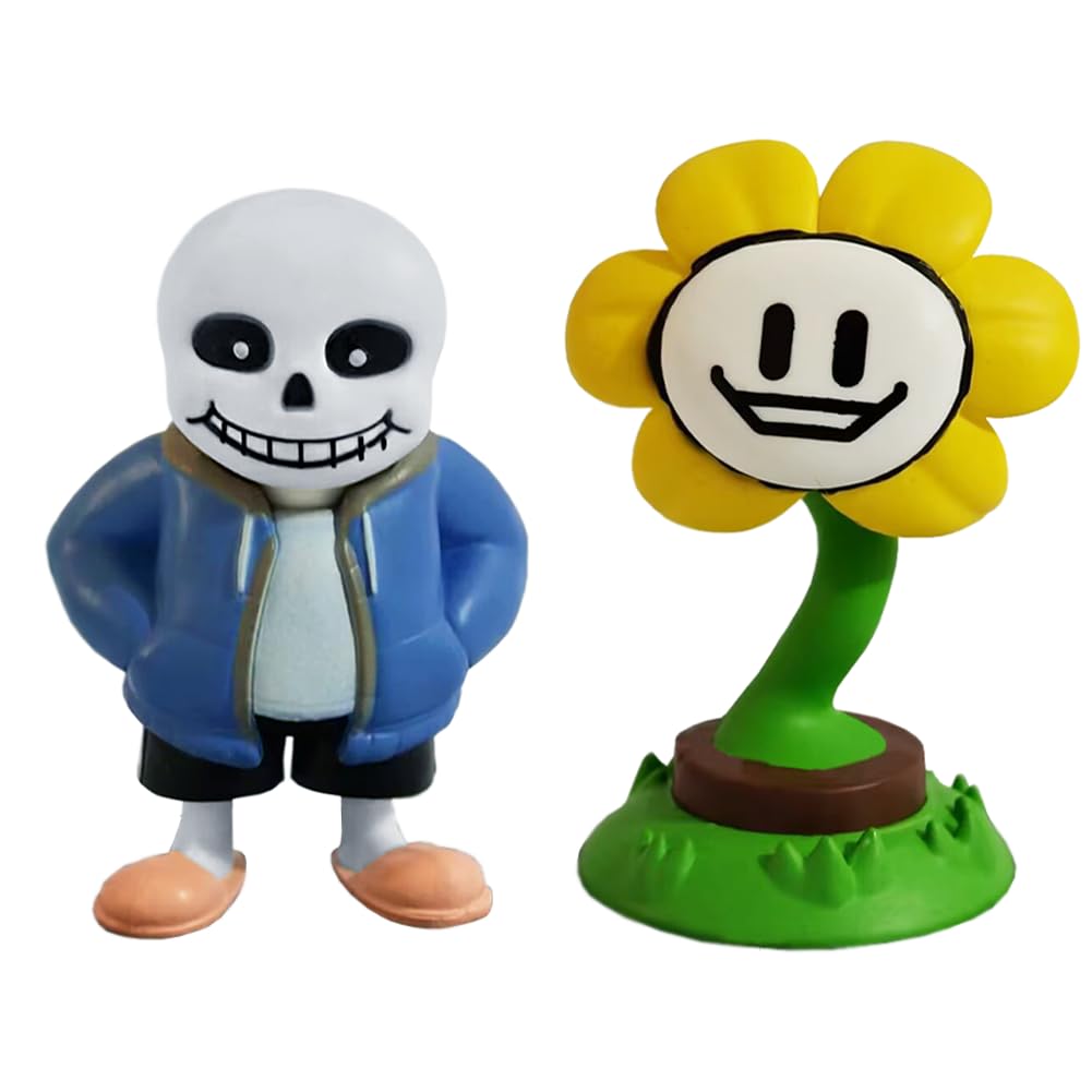 Zhongkaihua Anime Figures Sans Figure, Flowey Asriel Figure 6.5/7.5CM PVC Asriel/Sans Action Figure Anime Statue Model Collection Desktop Decorations Gifts