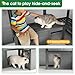 Luxury Cat Cage Outdoor Wooden Catio Enclosure Patio Large Cat Run House for Multiple Pets Walk in Kitten Kennel with Bouncy Bridge, Platforms, Small Houses, Seating and Sunshine Panel- 108.7''