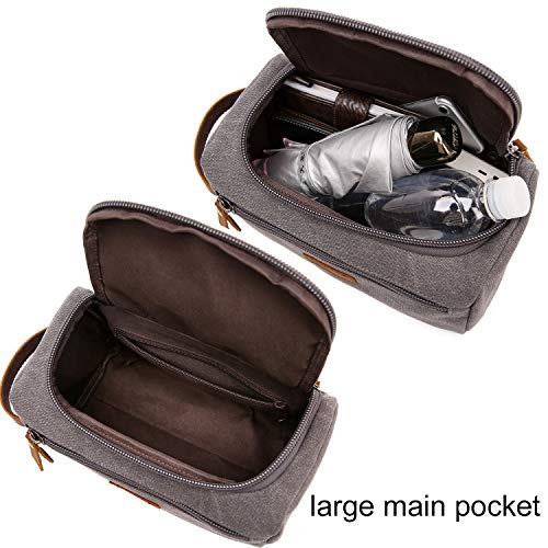 Men's Toiletry Bag Canvas Shaving Dopp Kit Travel Bathroom Bags Organizer (Black)