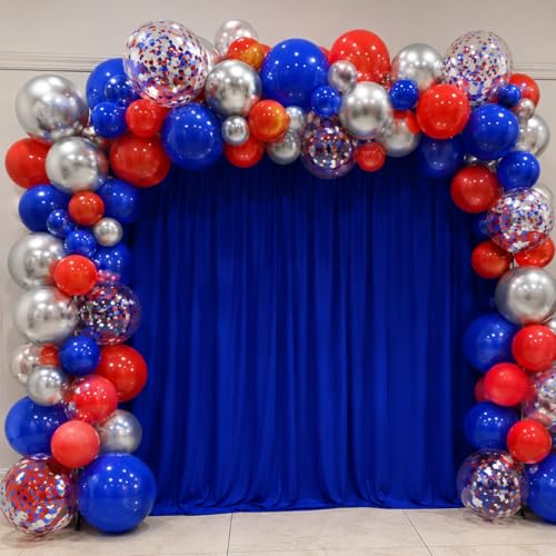 Image of Red Blue Silver Balloons, Blue and Red Balloon, Royal Silver Balloons Confetti Balloon for Man Theme Birthday Boys Baby Shower Wedding Anniversary Party Independence Day Decorations