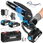 GAEEP Mini Chainsaw Cordless 6 Inch, Electric Chain Saw with 2x3000mAh Battery and Charger, Small Handheld Power Saw to Cut Wood, Pruning Tree Trimmer Branch Cutter Gift for Men Dad Husband Father