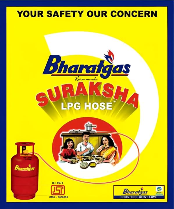 LRM Bharatgas Suraksha LPG Rubber Hose Pipe, ISI Certified, 1.5 Meter