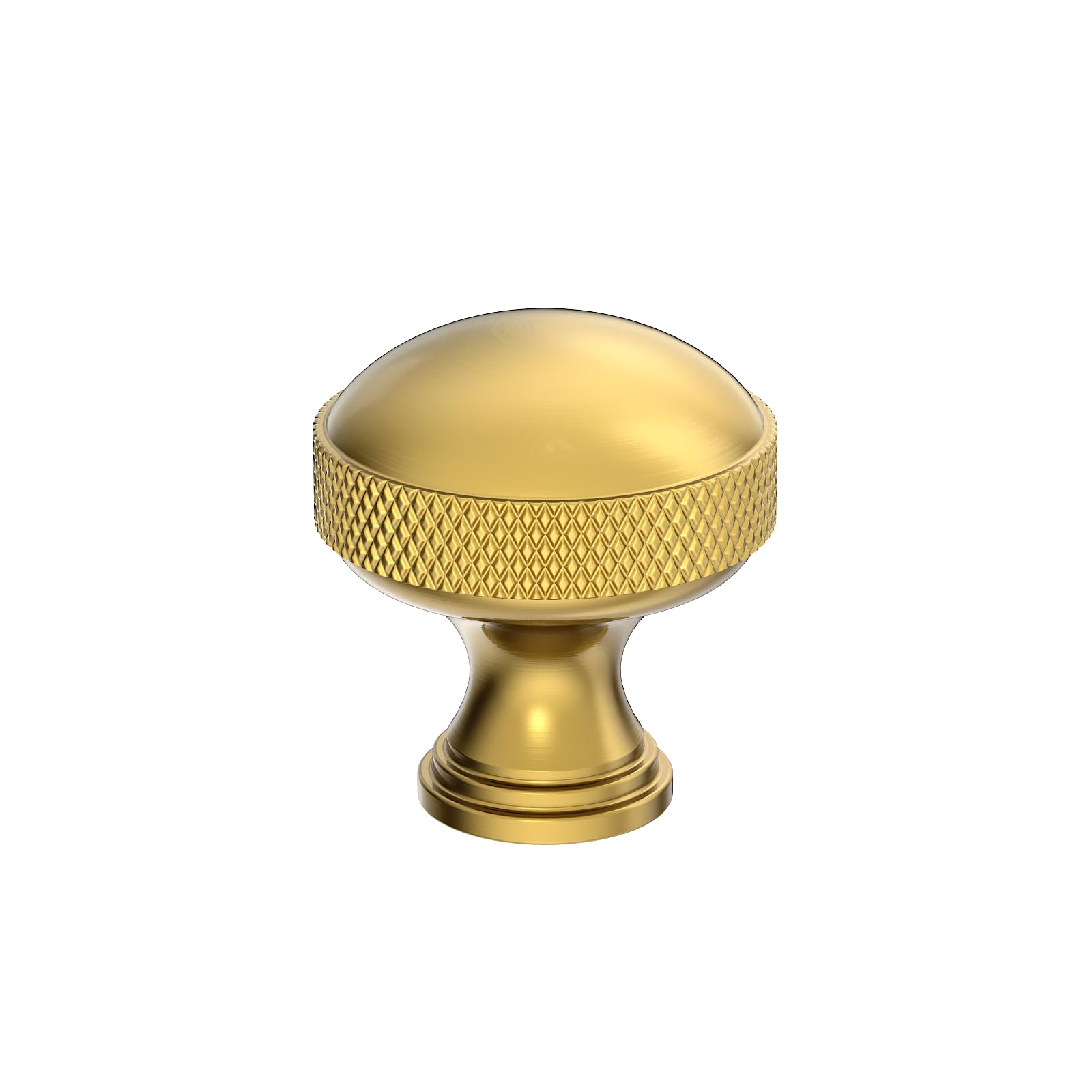 Amerdeco 10 Pack Brushed Moderne Brass Knurled Cabinet Knobs Single Hole Cabinet Pulls 1.18 Inch (30MM) Diameter Round Drawer Knobs and Pulls for Bathroom Cabinets AM032