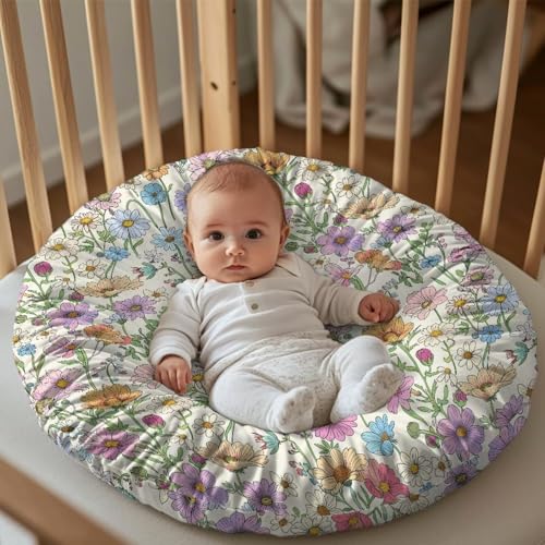Bivxisrvo Floral Newborn Lounger Cover, Removable Soft Comfortable Slipcover for Infant Lounger Pillow Lounger Pillow Cover, Lounger Cover for Boys Girls Breathable & Reusable