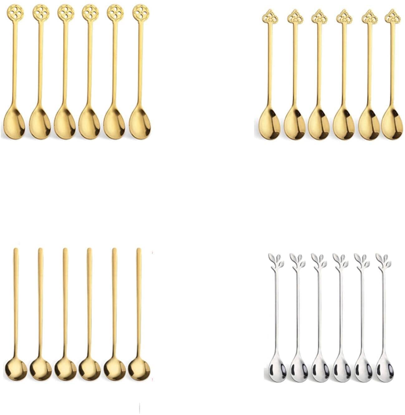 Löffel Restaurants Kreativer Edelstahl-Kaffee-Löffel Teelöffel-Dessert-Snack-Scoop-Eis-Spoons Geschirr-Kaffee-Scoops Esslöffel Hause(Silver B)