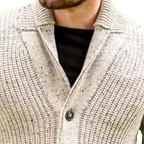 Mens Long Sleeve Stand Collar Cardigan Cable Knitted Ribbed Shawl Sweater Solid Button Winter Chunky Sweaters4