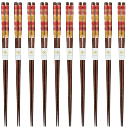 J-kitchens 箸 10膳セット お弁当 ピクニック 行楽用 運動会 来客用 おもてなし 木製 とんぼ玉 奏 茶染め・オレンジ 23.0cm 食洗機対応 日本製