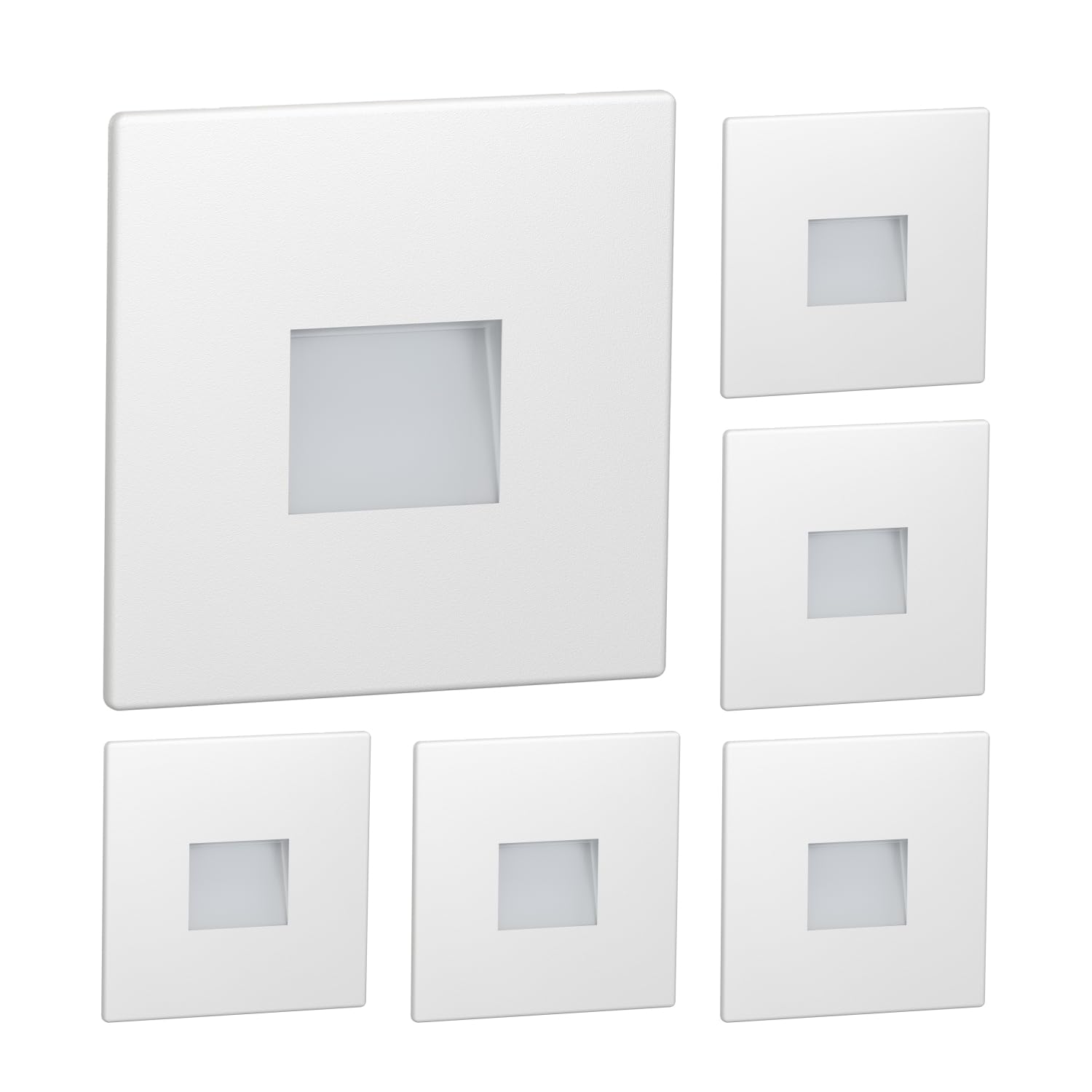 ledscom.de 2-pack faretti da scala/faretti da incasso a parete FOW a 6 LED per interni ed esterni, downlight, forma quadrata, 85 x 85 mm, bianco caldo