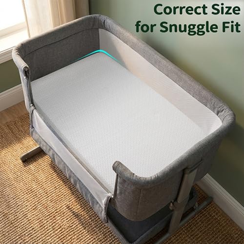 Image of Bassinet Mattress 33x19 Rectangle, Baby Waterproof Replacement Pad, Firm Support Foam Insert with Bamboo Viscose Cover