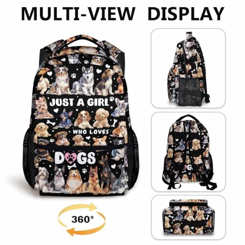 Kids School Backpacks, Cute Dog Bookbag, 17 Inch Large Capacity Girls Boys Schoolbag for Gift, Casual Bookbag for Preschool Elementary Kindergarten School Travel4