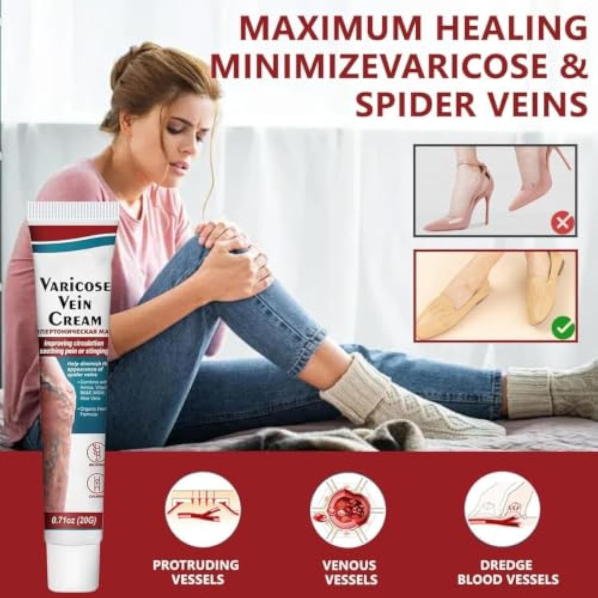 Varicose Veins Cream for Legs, Moisturizing Leg Care