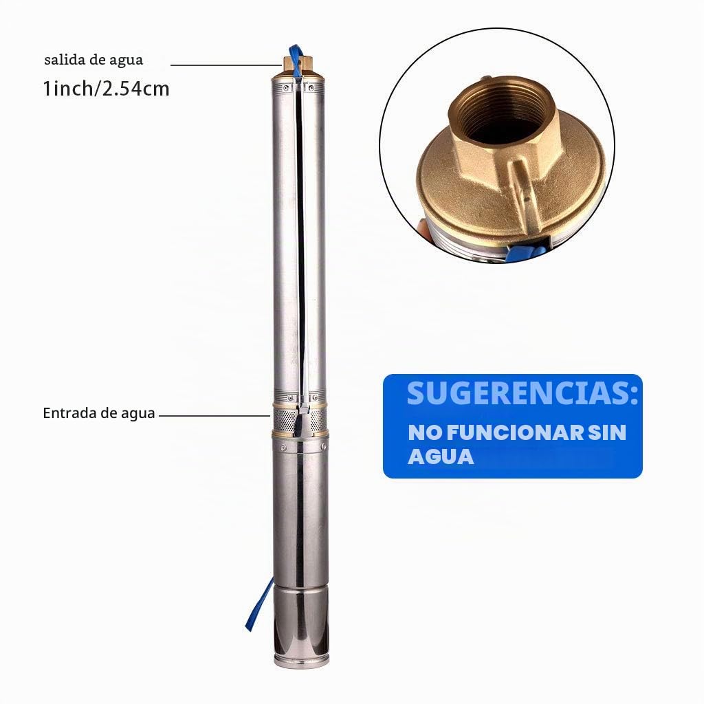 Bomba de agua para Pozo Profundo 220-240V Bomba de Pozo Sumergible 370W/ 0.5HP 3300L/H Bomba de Pozo para doméstico industrial y La agricultura