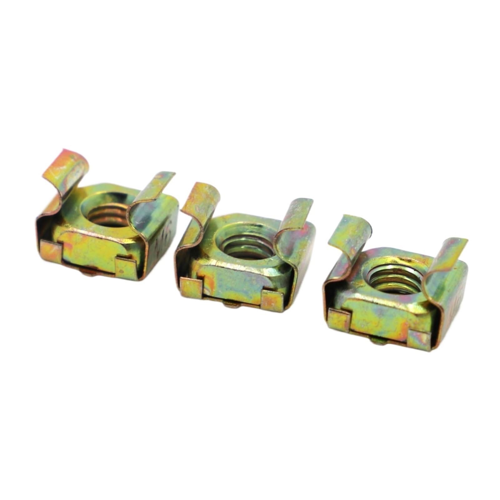Dadi in gabbia, telaio aperto, 100 pezzi M4 M5 M6 M8 M10 M12 Dadi galleggianti Quartet zincati colorati Cassetta Dado elastico for scheda Dado a gabbia Dado a scatto quadrato(M6)