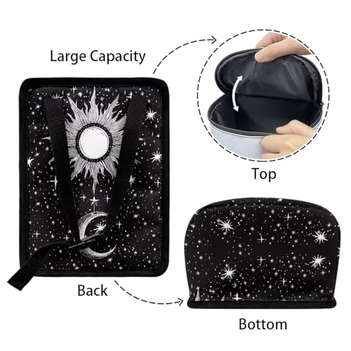 Image of DISNIMO Sun and Moon Auto Car Trash Can - Collapsible, Leakproof Garbage Bin with Adjustable Strap - Car & Truck Accessories for Men and Women - Black