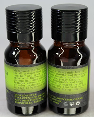 Macadamia Deluxe Oil Pure & Natural Healing Treatment for Hair and Skin Travel Size 2 pack Each Bottle .33 oz(10ml)