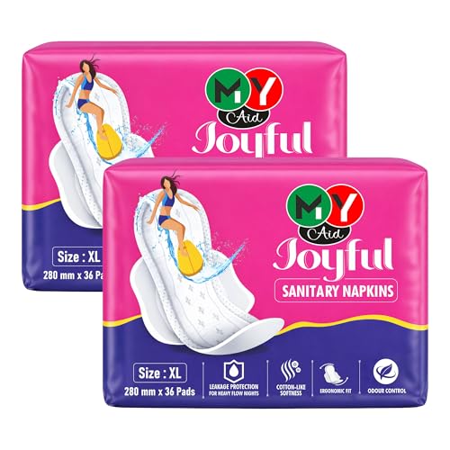 Image of JOYFUL Sanitary Pads for Women - 72 Pieces | Soft, Comfortable, Leak-Proof, Rash-Free & Odour Control Pads