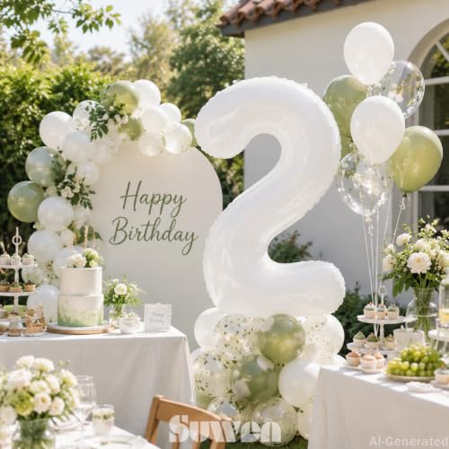 Image of SUWEN 40 Inch White Large 12 Balloon Number Big Foil Helium Numbers 0-9 | Giant Jumbo Happy 12th Birthday Party Decorations for Men or Women Huge Mylar 21 Anniversary Party Supplies