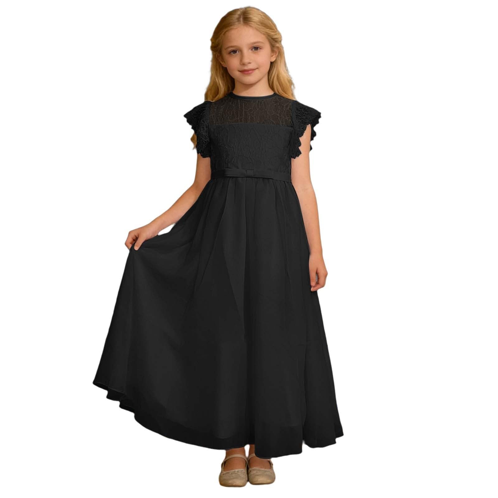 Vestito Estivo Bambina Vestito Raso Adolescenti Dettagli in Pizzo e Strass Look Principessa Incantevole Abito Principessa Tulle Abito Estivo Comodo per Bambine Spalle Scoperte alla Moda