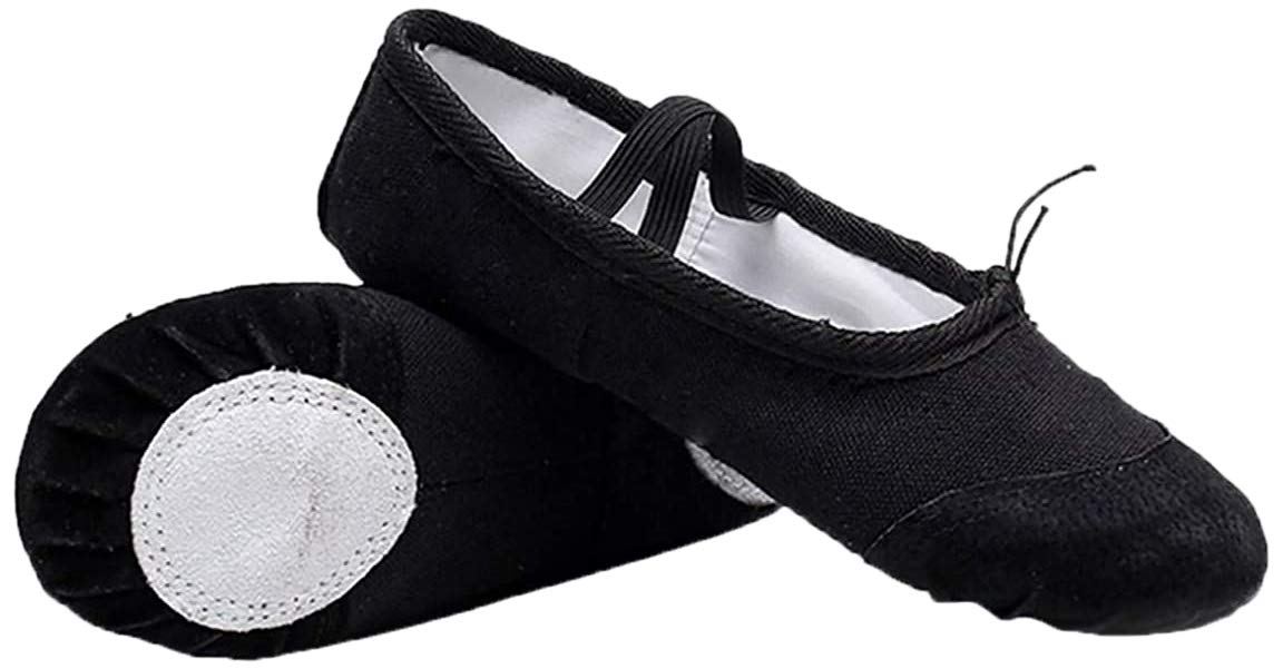 Zapatillas de Ballet con Suela Partida, Lona Transpirable con Punta en Cuero, Gomas de Sujeción Precosidas