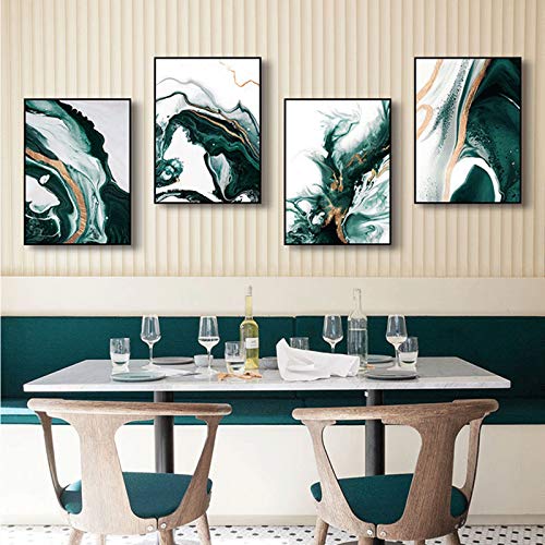 WOEJGO Quadro artistico nordico, in marmo verde