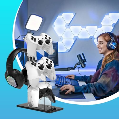 Soporte para auriculares de escritorio con 3 niveles de almacenamiento vertical 6