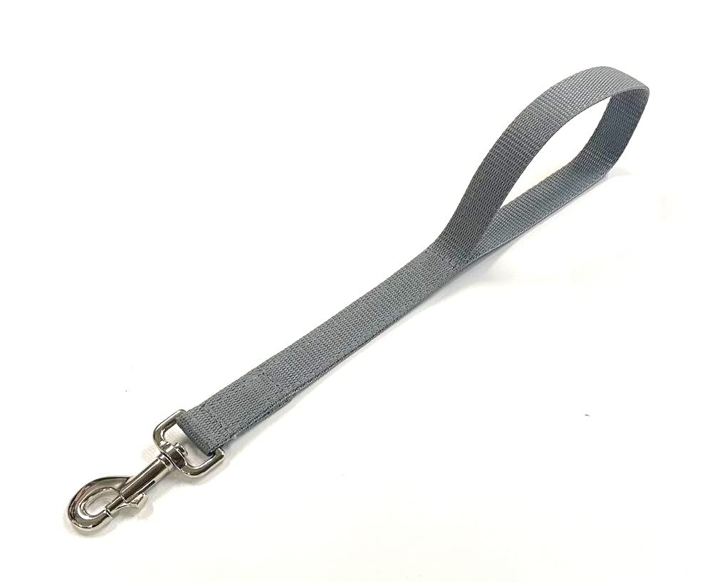 Short Close Control Dog Training Lead Traffic Walking Leash 25mm Polypropylene Webbing (Silver/Grey, 18 Inches)