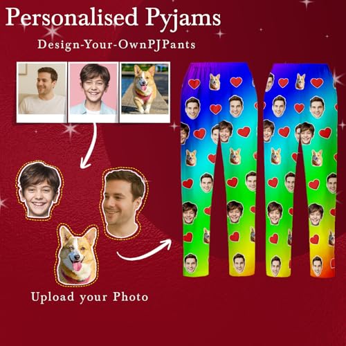 Custom Pajama Pants with Photo for Men Women Personalized Face PJs with Pet, Funny Custom Gift for Christmas3