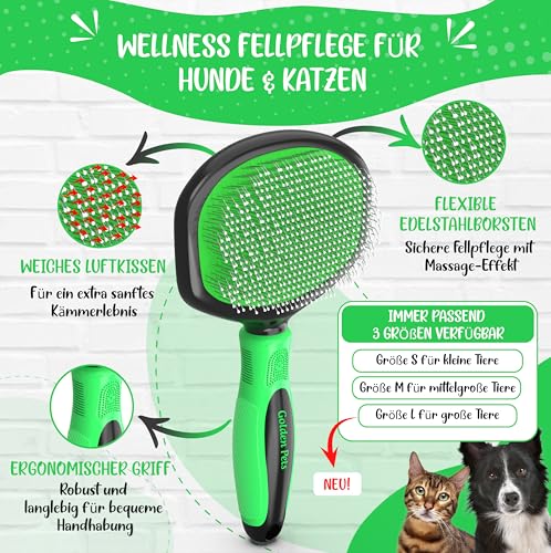 TESTURTEIL SEHR GUT Softbürste verbesserte Version **VERGLEICHSSIEGER** Sanfte Fellpflege für große Hunde, Katzen. Extra dicker Griff und Schutznoppen