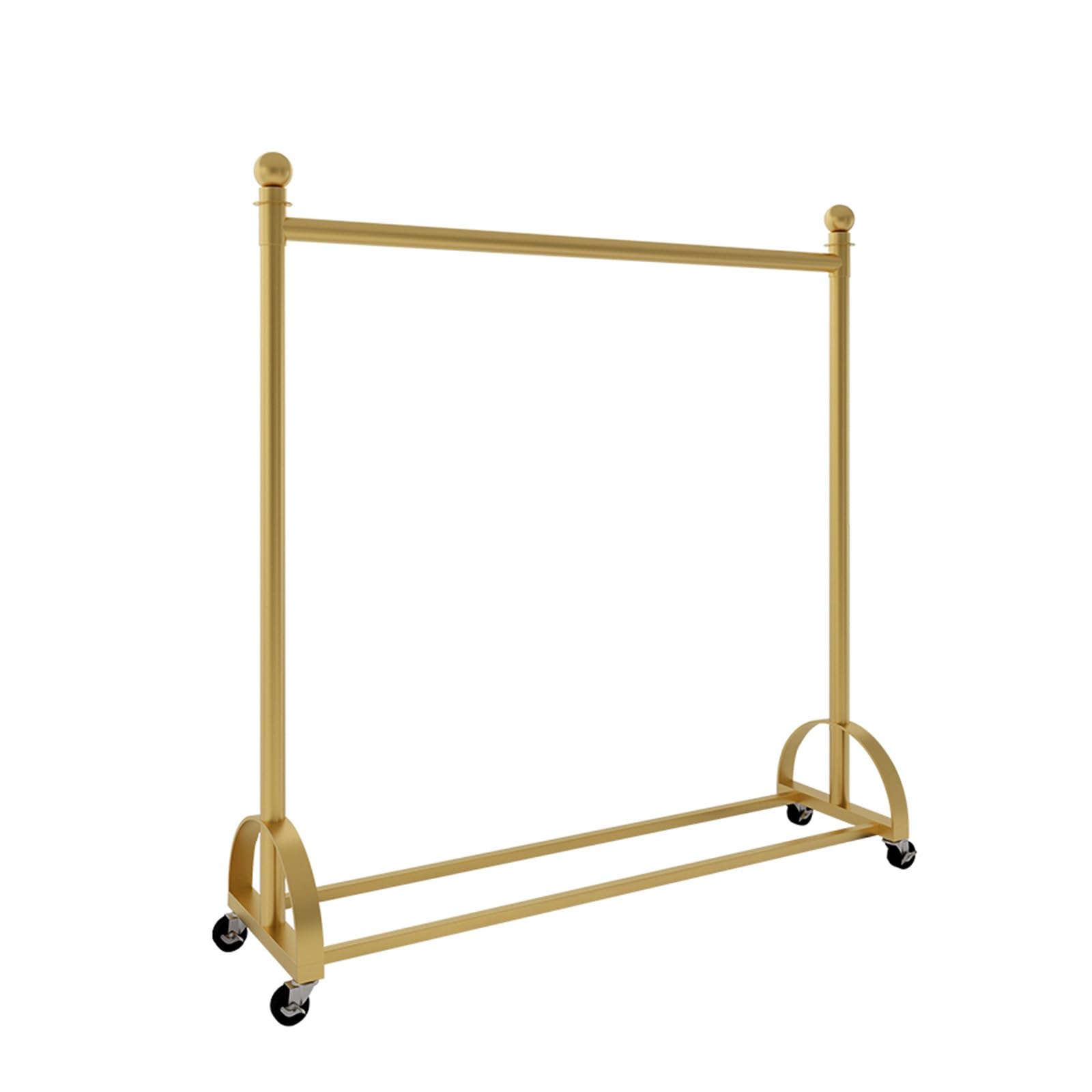 CGCSYZ Clothes Rack with Wheels, Metal Clothing Rack, Clothes Drying Rack, Garment Rack, Coat Rack, Closet Rack, Clothes Display Stand (Gold 150cm/59.1in)