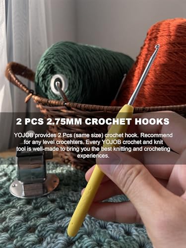Image of 2Pcs 2.75mm Crochet Hooks, Ergonomic Crochet Hook for Arthritis and Beginners, Extra Long, Smooth, Comfortable (Size C / 2.75mm)