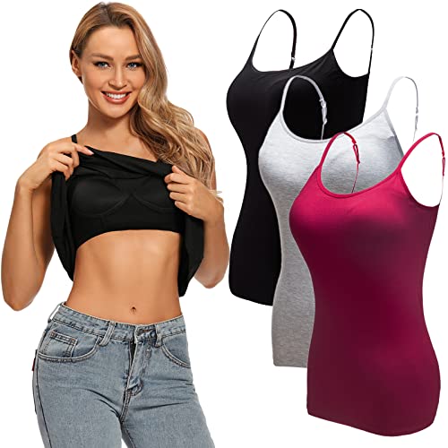 Ibeauti Womens Camisoles Tops with Built in Padded Bra Basic Breathable Tank Top
