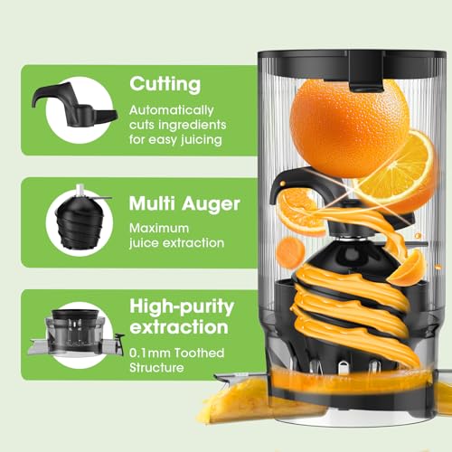 Juicer Machines, 5.8" Wide Feed Chute Cold Press Juicer for Whole Vegetables & Fruits, High Juice Yield, BPA Free (Slivery) - Image 6