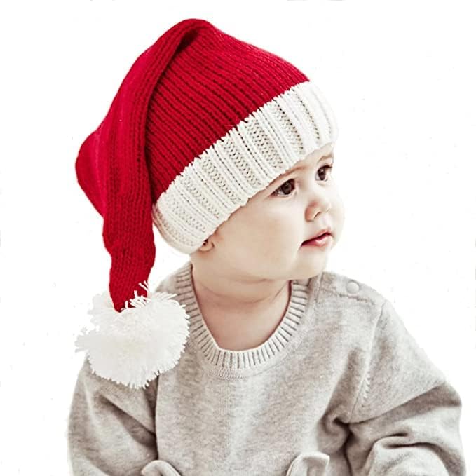 eyigylyoChristmas Santa Knit Hat for Kids Baby Beanie Winter Hat Family Matching Xmas Party Knitted Hat