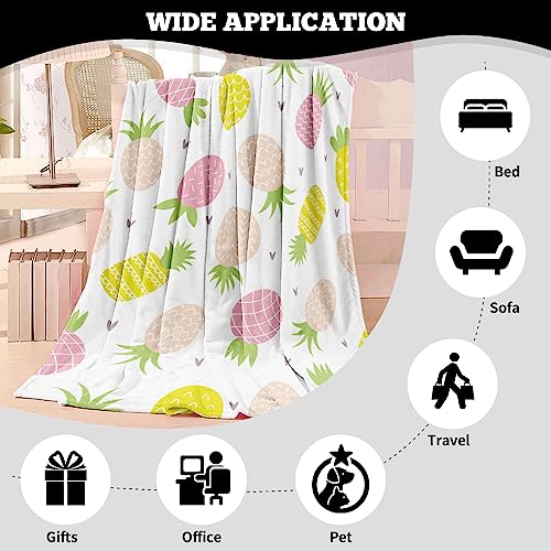 Pineapple Throw Blanket for Girls, Soft Cozy Pineapple Blanket for Fruit Lovers, Pineapple Fruit Printed Throw Blanket, Lightweight Plush Flannel Fleece Pineapple Throw Blanket for Teens, 130x150cm - Image 3