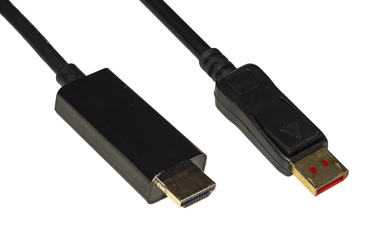 LINK LKCDPH142103 Lot de 3 câbles DisplayPort 1.4 → HDMI 1m - Contacts dorés, 4K×2K 60Hz, 18Gbps, HDR, RGB 4:4:4, Double Blindage - Compatible PC, ordinateur portable, moniteur, HDTV