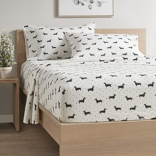 Miniatura 4 de Comfort Spaces - Juego de cama de franela de algodón cálido y transpirable con sábanas de bolsillo profundo y fundas de almohada, individual, perro