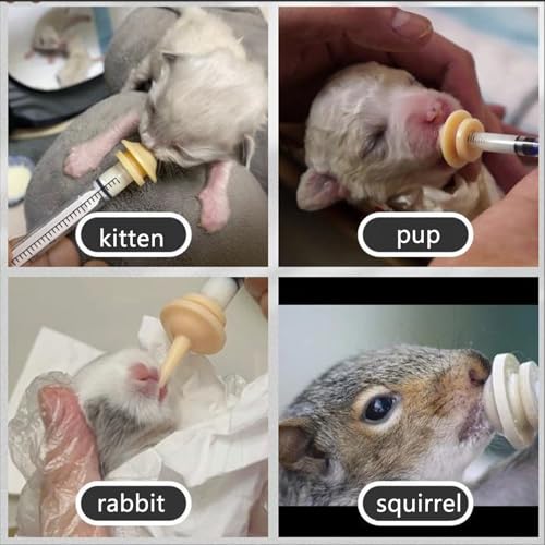 Image of 3 PCS Injection Syringe for Feeding+2PCS Short and Long Nipples, Hand Feeding Syringe for Birds and Small Pets, 1ml 3ml 5ml Syringe Set PP and Silicone Material for Nutrition Delivery