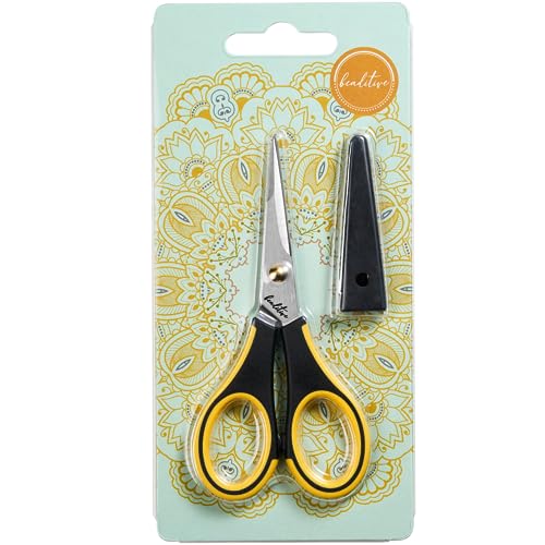Beaditive Precision Craft Scissors - Stainless Steel Paper Crafting Scissors With Safety Cap - Ultra Sharp Blades & Non-Slip TPR Handles - Adult & Kid Scrapbooking Scissors For Home, Office, School - Thumbnail 7