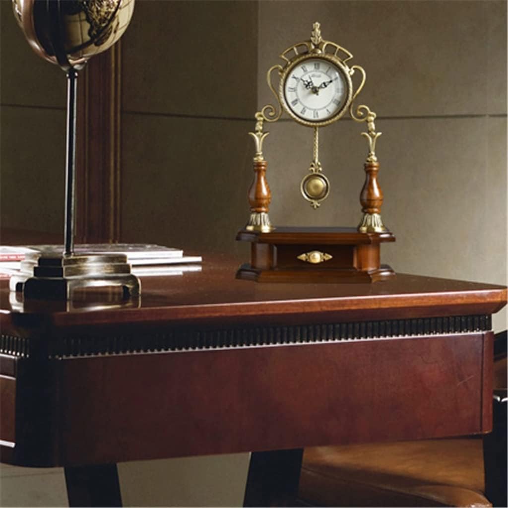 European-style Solid Wood with Copper Table Clock, Living Room Home Decoration Clock, Retro Table Clock, All Copper Clock