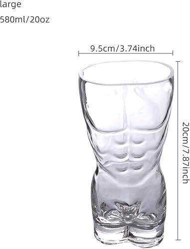 Miniatura 8 de Vasos de cerveza con forma de cuerpo, vasos de vidrio transparente para hombres, duraderos y elegantes para cócteles, cerveza, vino y licor,