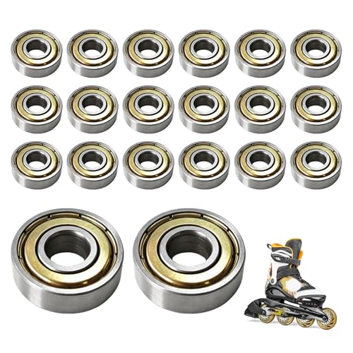Pack de 20 Rodamientos de Bolas 608zz, 8 x 22 x 7 mm, para Skateboards y Patines en Línea - Alta Durabilidad, Doble Blindaje Metálico