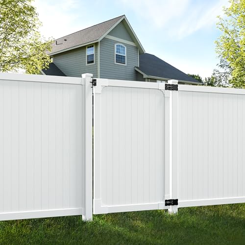 6ft H x 4ft W (1 Gate) No Dig WamBam Cambridge Gate Kit White Vinyl Privacy Yard Fence Entry with Hardware Included for Cambridge Fence Kit Durable Outdoor Access Door for Yard or Garden BL19111