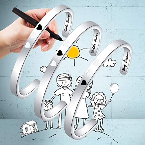 ENSIANTH Sister Bracelet Set - Big, Little, and Middle Sister Cuff Jewelry Gift for Best Friends3