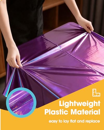 Image of Niuara Iridescent Purple Plastic Table Cloth - 4 Pack 54 inch x 108 inch Rectangle Disposable Tablecloths for 6FT Tables, Table Cover for Party, Holiday & Gathering Use