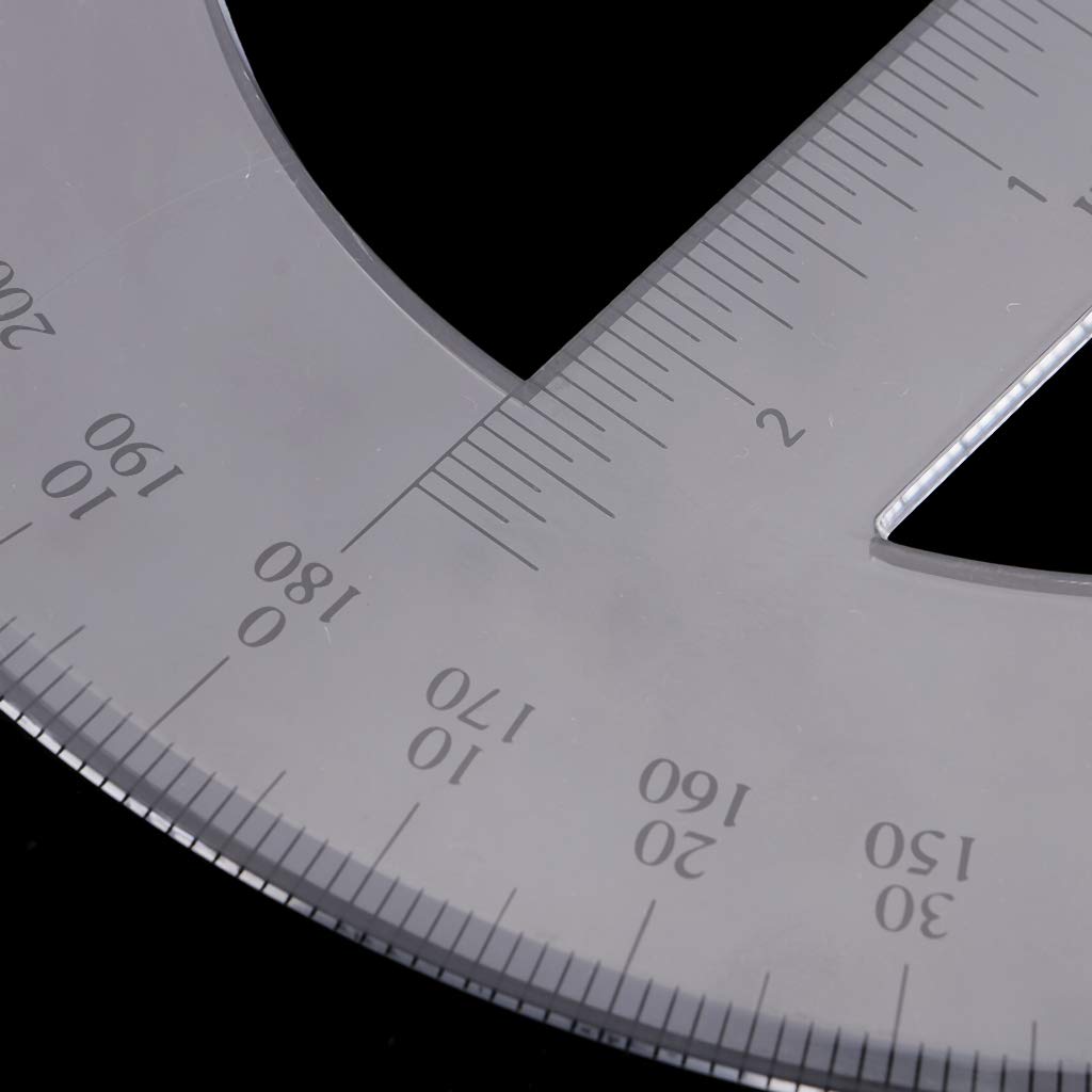 20cm Runder Winkelmesser 360 Grad - Transparentes Kunststoff Lineal Für Schule & Technisches Zeichnen