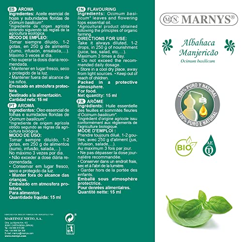 Miniatura 4 de Marnys Aceite Esencial Albahaca 100 Puro Quimiotipado 15ml